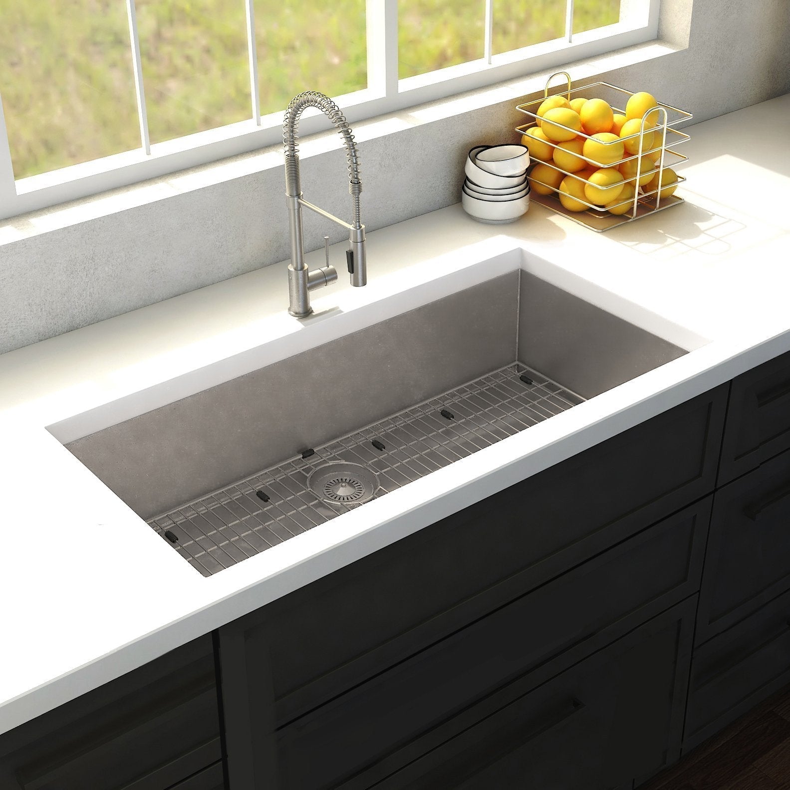 ZLINE 33 in. Meribel Undermount Single Bowl Stainless Steel Kitchen Sink with Bottom Grid (SRS-33)