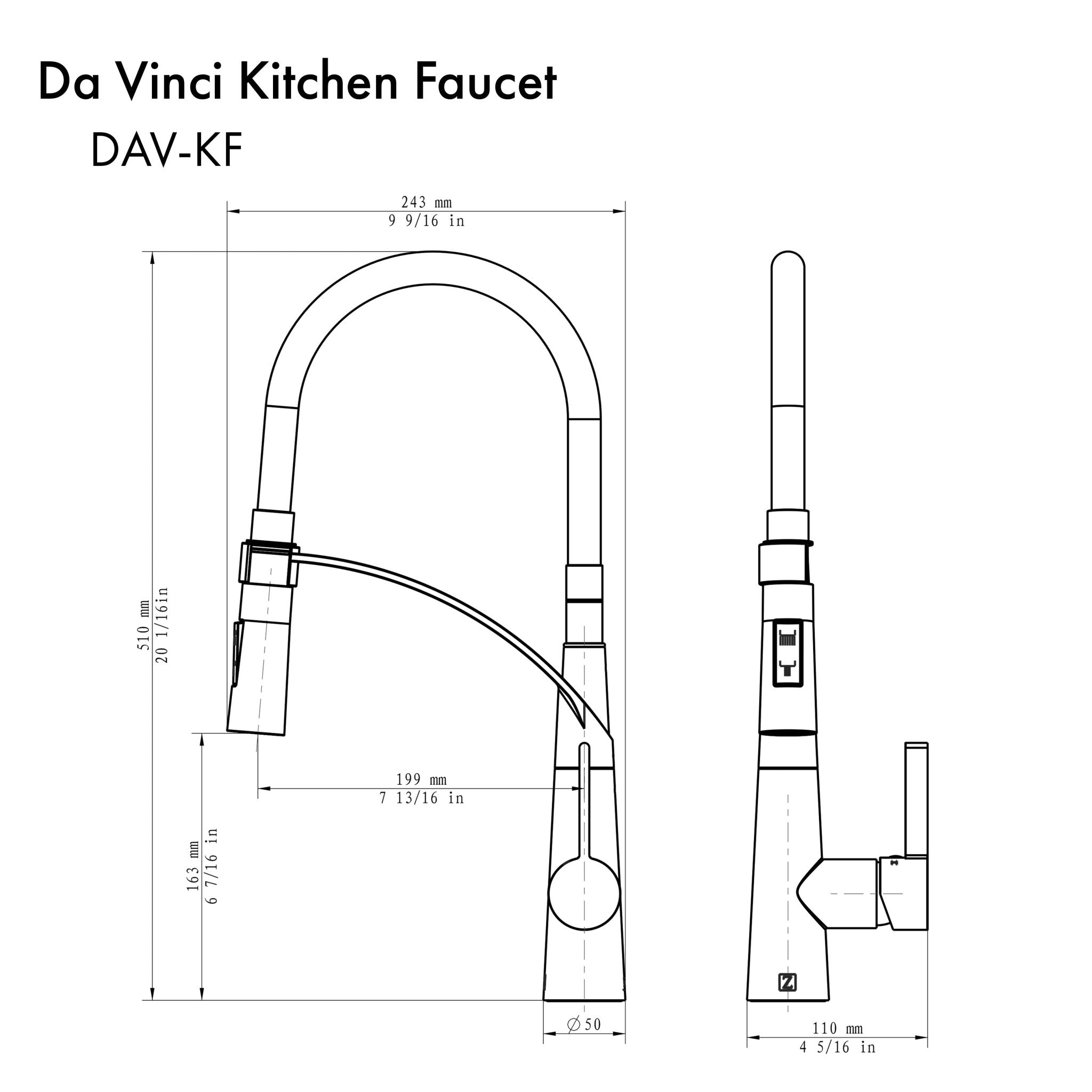 ZLINE Da Vinci Brushed Nickel Kitchen Faucet (DAV-KF-BN)